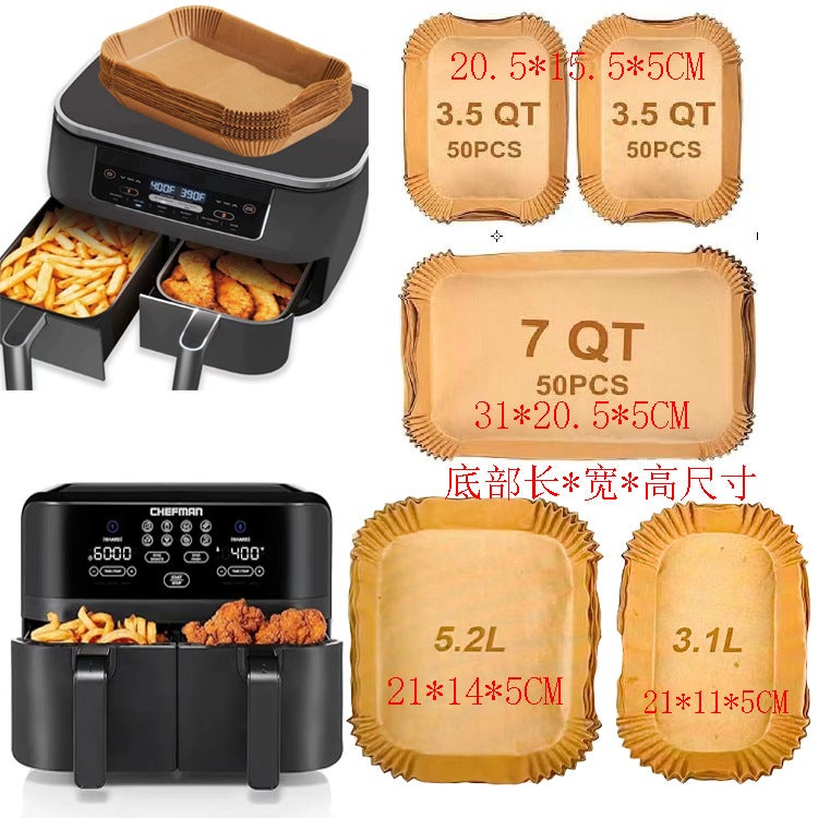 Disposable Air Fryer Special Paper Rectangular Ninja Oven Household Baking Silicone Oil Paper Thickened - Image 2